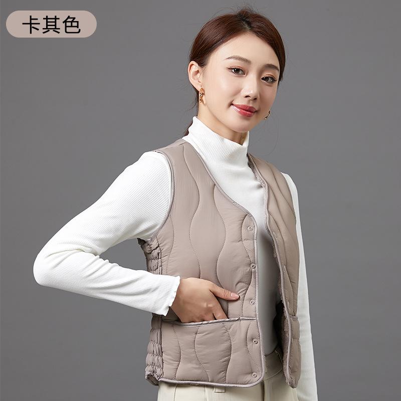 Women V Neck Sleeveless Fitted Padded Vest Winter Warm Elegant Casual