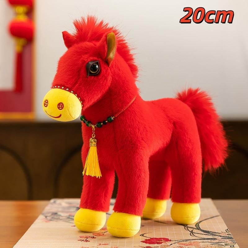 1Pcs Blessing Message Horse Doll Keychain Red Horse Plush Stuffed Toys Bag Pendant Year Gift For Friends