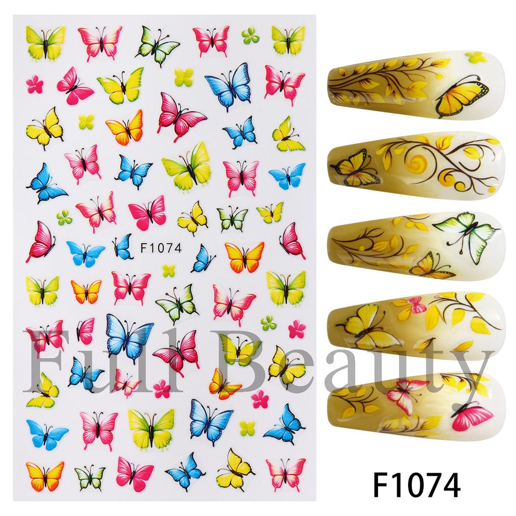 2pcs Autumn Flower Nail Stickers Y2K Butterfly Nail Supplies Nail Decals Cute Bee Fox Stickers For Nails Nail Art Decoration