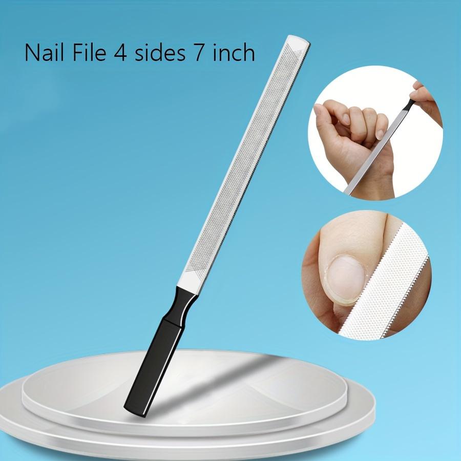 2pc S&L Premium Stainless Steel Nail Files, Four-Sided for Men & Women, Reusable Manicure Filer for Natural Nails