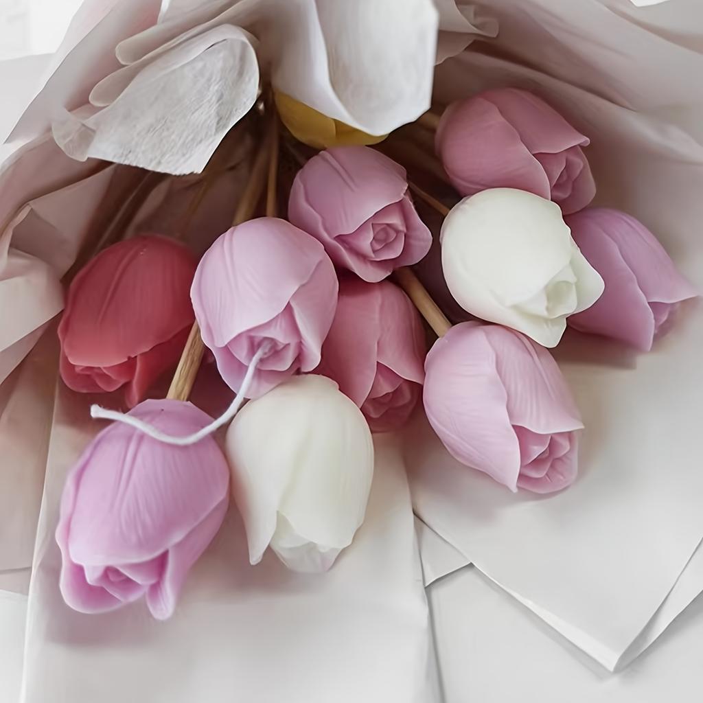 Tulip-Shaped Silicone Mold for Aromatherapy Candles & DIY Crafts Pink & White Floral Design, Perfect for DIY Candle Making | Floral Silicone Mold