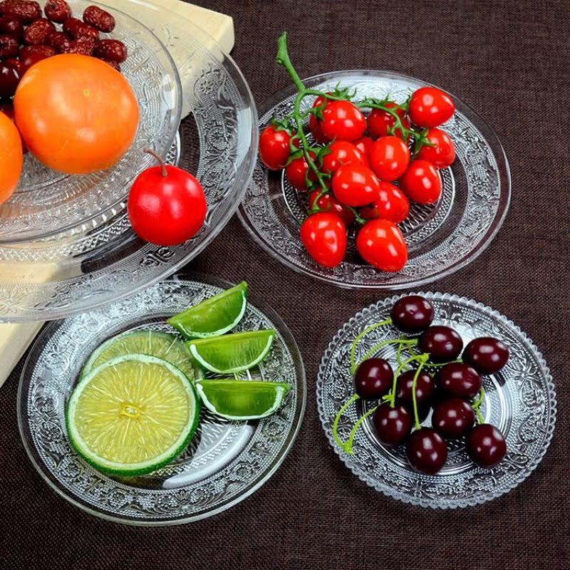 NHZHIW Nordic 12-inch Round Glass Serving Plate