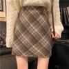 Plus Size Women's Retro Plaid Wool A-Line Midi Skirt - High-Waisted, Warm, Korean Style for Autumn/Winter