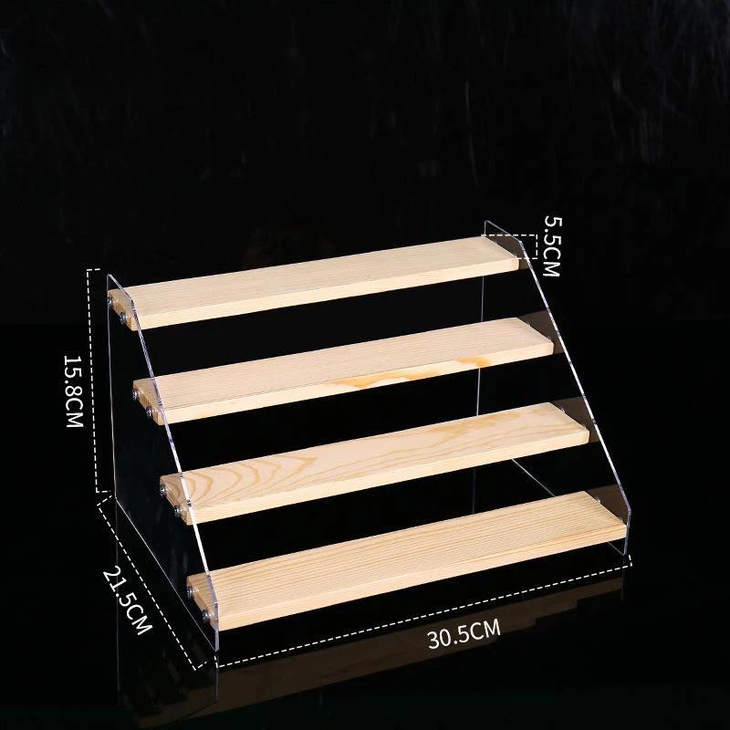 Acrylic Tiered Display Storage Shelf 2-5 Layers Wooden Ladder Organizer for Figure Collectible Showcase Use