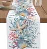 Coastal Coral Shell Starfish Linen Table Runner Holiday Party Decor Summer Ocean Life Kitchen Dining Table Runners Home Decor