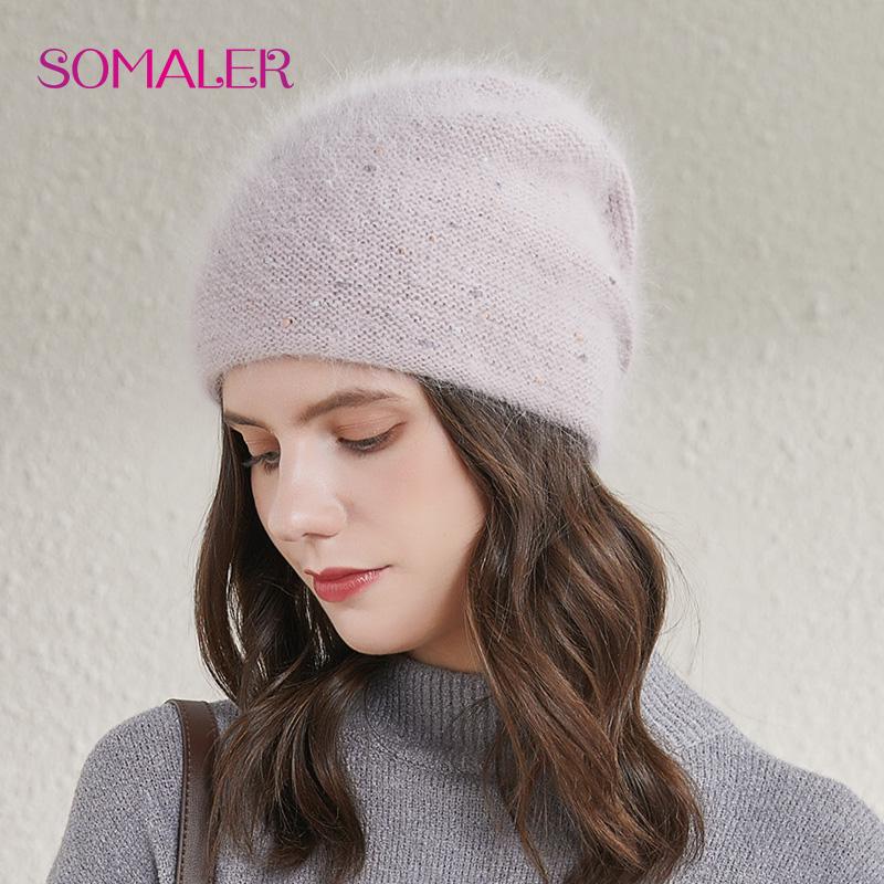SOMALER Winter Angola Rabbit Fur Hats 
