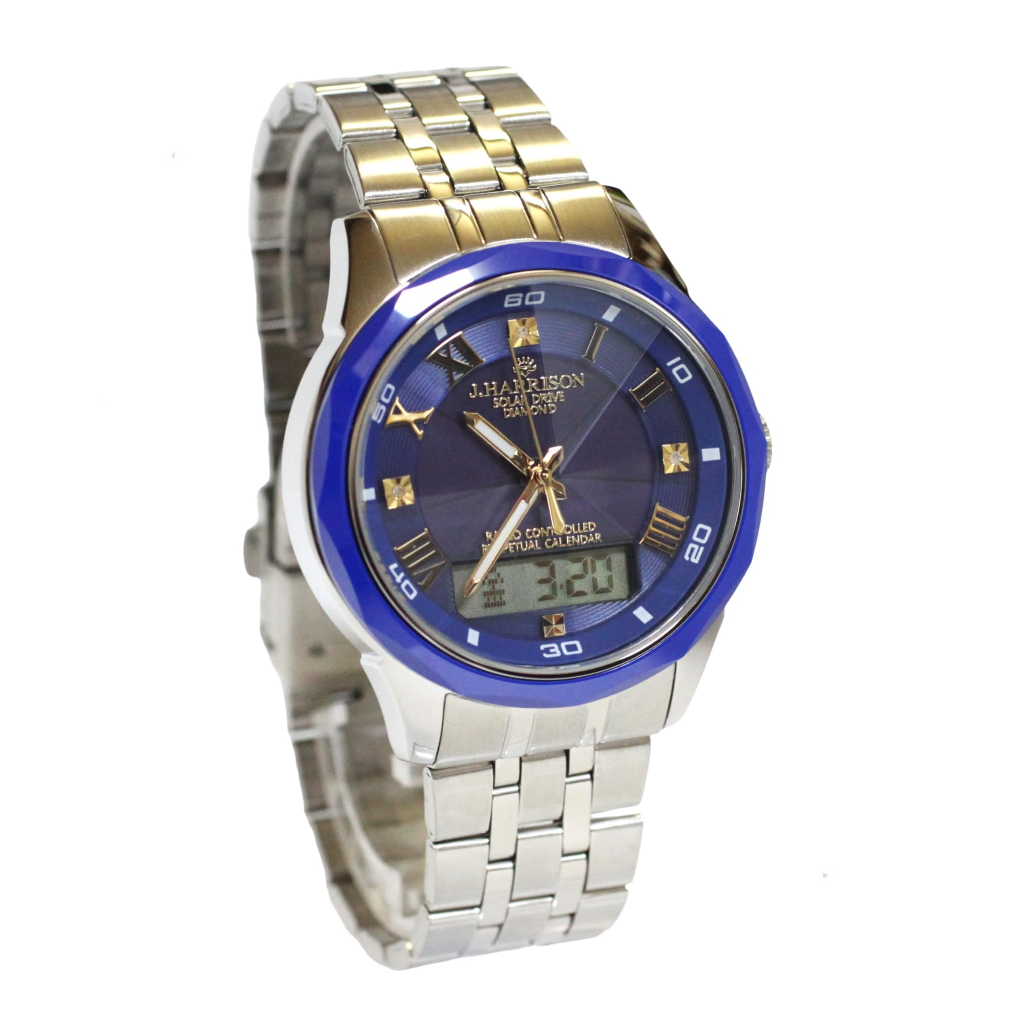 

John Harrison Watch of Digital Hybrid Perpetual Calendar with Diamonds Quality Guarantee Blue Men s Solar-Powered Radio-Controlled [Easy синий