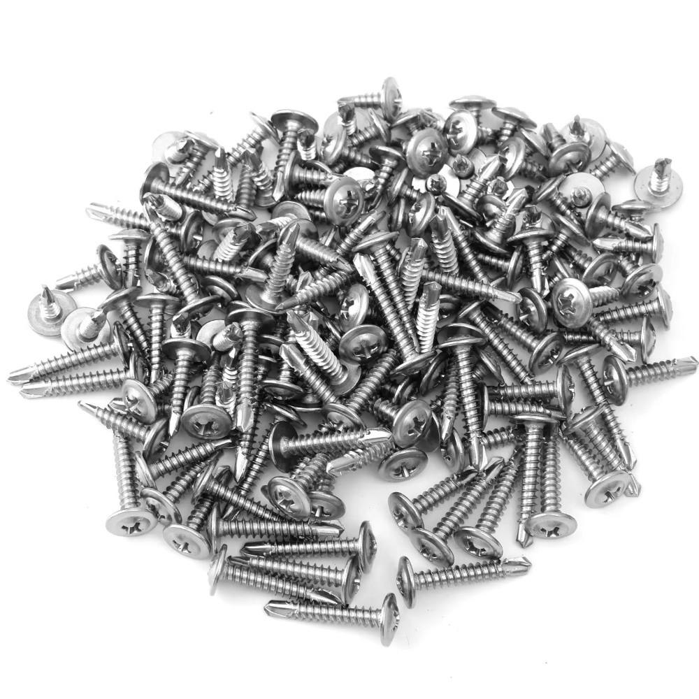 50 STÜCKE Runde Unterlegscheibe Selbstschneidende Schrauben Flachkopf Metallschrauben Selbstbohrende Schrauben für Holzblech