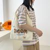 2025 Summer Simple Canvas Bag Student Bag Going Out Shoulder Handbag Cartoon Badge Cotton Bag