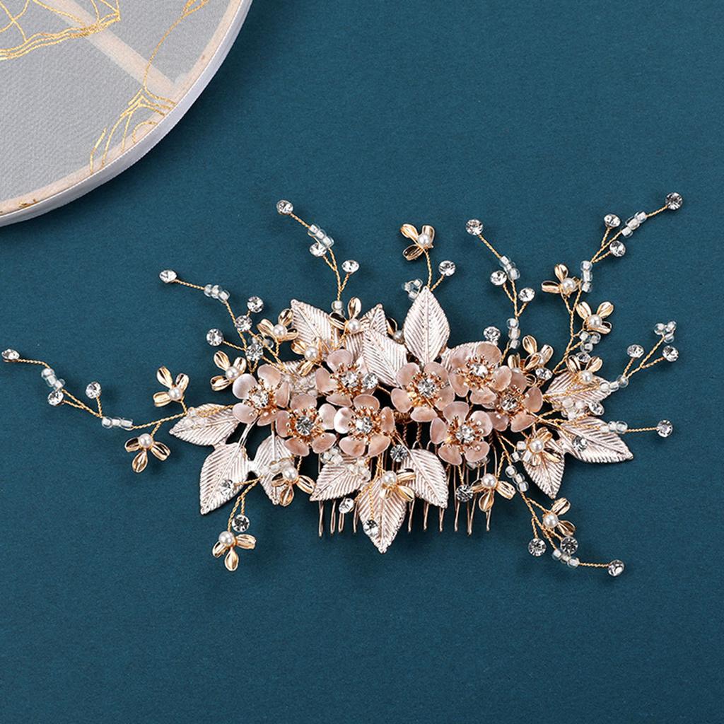 Elegant Women's Hairpin Gold Silver Leaf Pearl Hair Comb Korean Style Jewelry Wedding Hair Accessories For Girls New Year Gifts