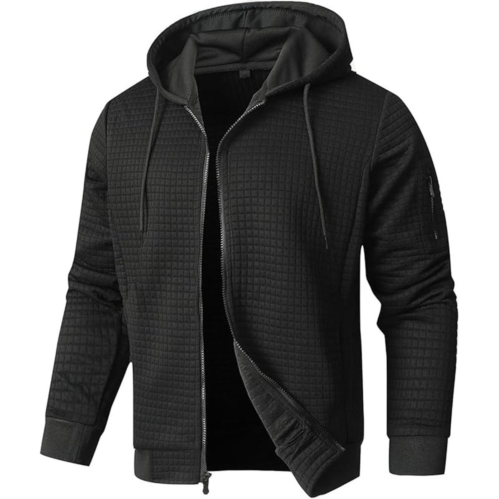 

Men s Solid Color Lightweight Hooded Sweatshirt Full Zip Sweatshirt Casual Jacket Jacket L чёрный