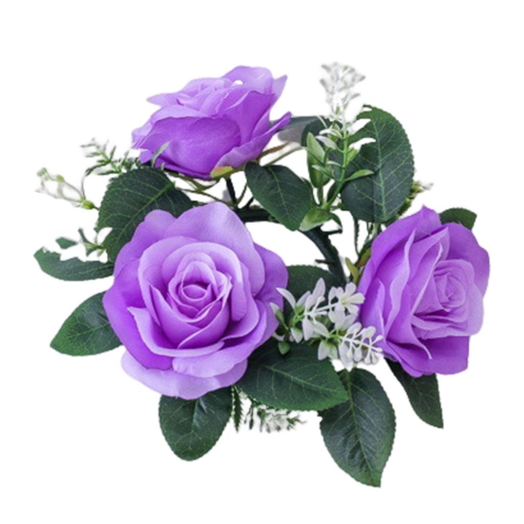 Candle Rings Wreaths Decorative 9inch Artificial Floral Flower Garland for Christmas Tabletop Wedding Thanksgiving