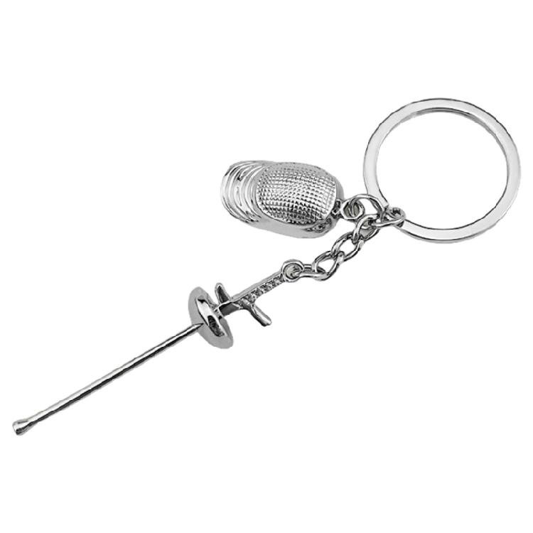 Pocket Sized Collectible Metal Keyring Pendant Handmade Zinc Alloy Keychain Bag Ornament for Fencing Sport Admirers