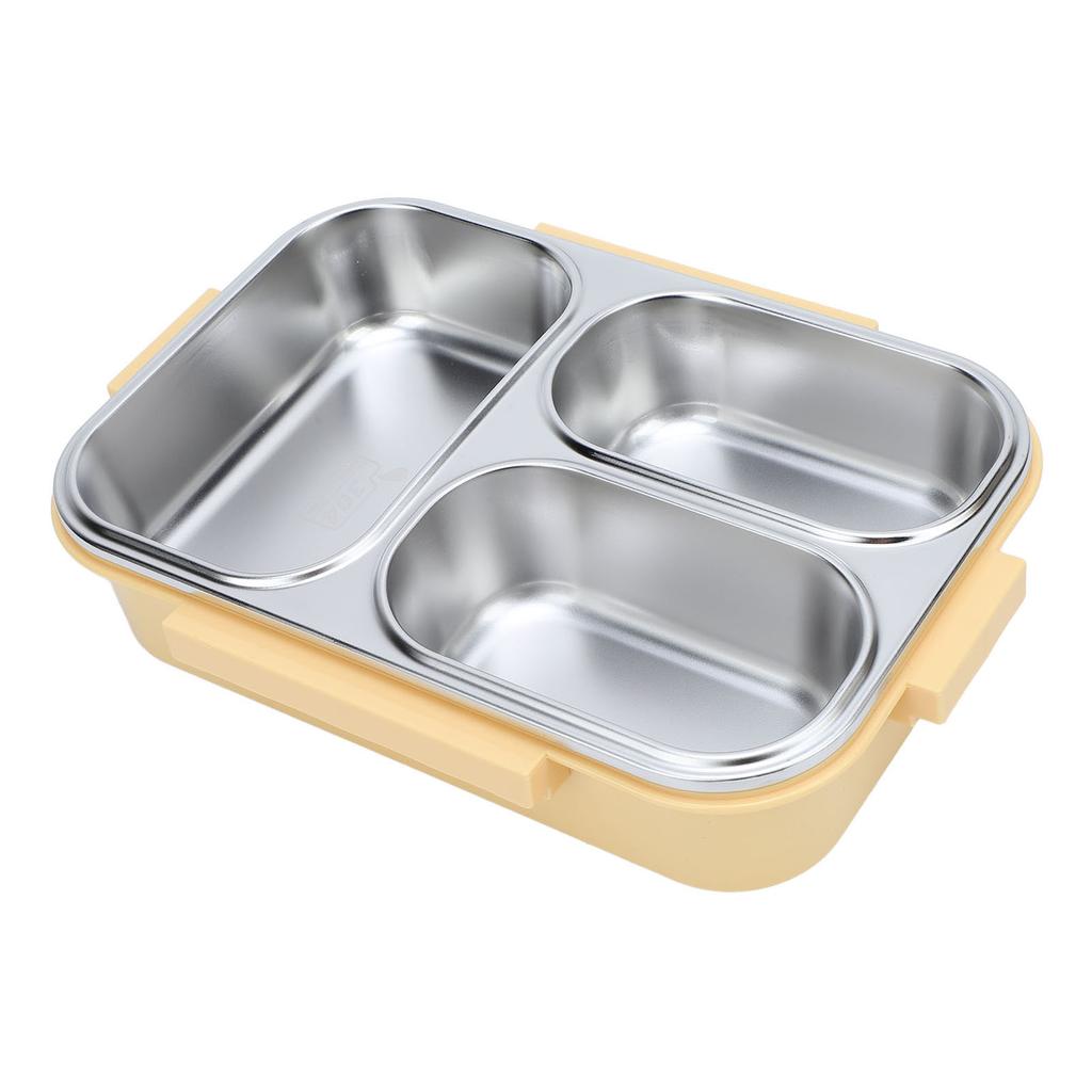 Geteilte Lunchbox 304 Edelstahl Auslaufsicher Erhitzbar 3 Fächer Rechteckiger Lebensmittelbehälter 1,2 l Fassungsvermögen