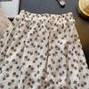 Women's Vintage Brown Floral Print High Waist A Line Skirt