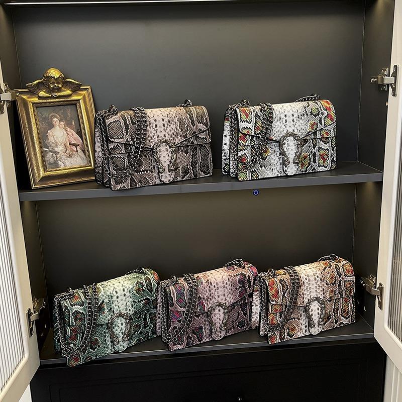 New Fashionable High-end Snake Pattern Bacchus Bag Single Shoulder Crossbody Trendy Women's Bag