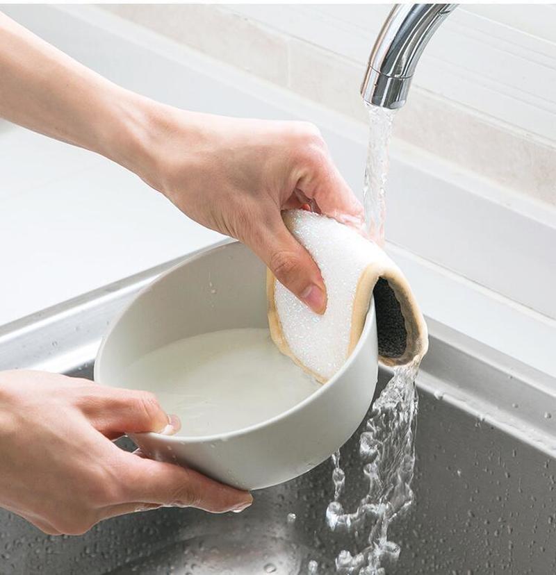 Double-sided Sponge Nylon Cleaning Cloth Kitchen Dishcloth Absorbent Microfiber Cleaning Brush Home Kitchen Towels
