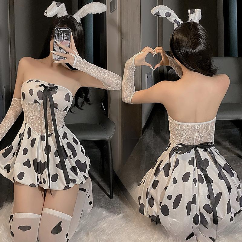 Womens Sexy Cosplay Maid Bunny Girl Costume Leather Anime Lingerie Kawaii Lingerie Rabbit Outfit One Piece with Ears Halloween