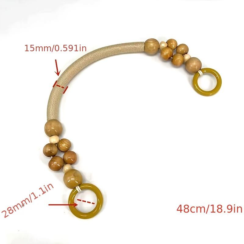 1pcs Nylon Hemp Rope Round Wooden Bead Handles for DIY Handbag, Vintage Ethnic Minimalist Style Wallet Chain Replacement Accessories