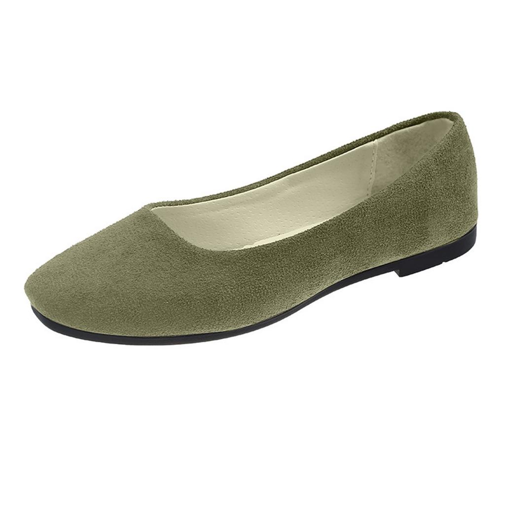 Women's Suede Flat Shoes Slip-On Ballet Style Low Cut Round Toe Casual Footwear for Daily Wear and Comfortable Fit