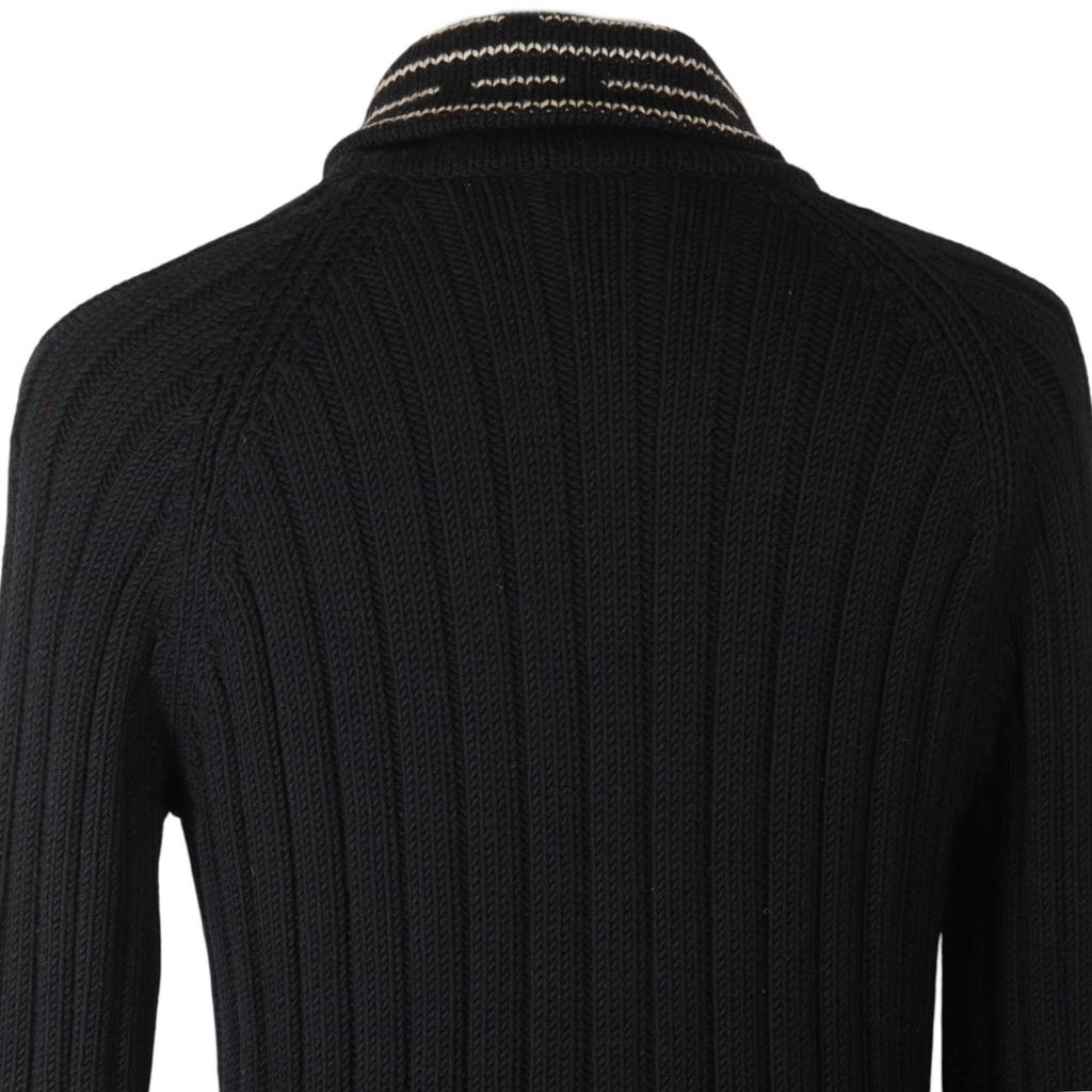 Hermes Zip Up Sweater Black Wool Mens Used
