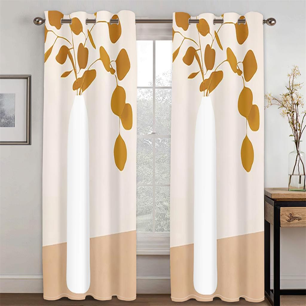 3D Abstract Art Geometric Design Flowers Simple Style Curtains 2 Panels Living Room Bedroom Window Curtain Decoration