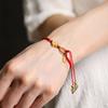 Natural Hetian Jade Peach Blossom Red Rope Bracelet for Women, Light Luxury Niche Exquisite Ladies' Zodiac Jewelry