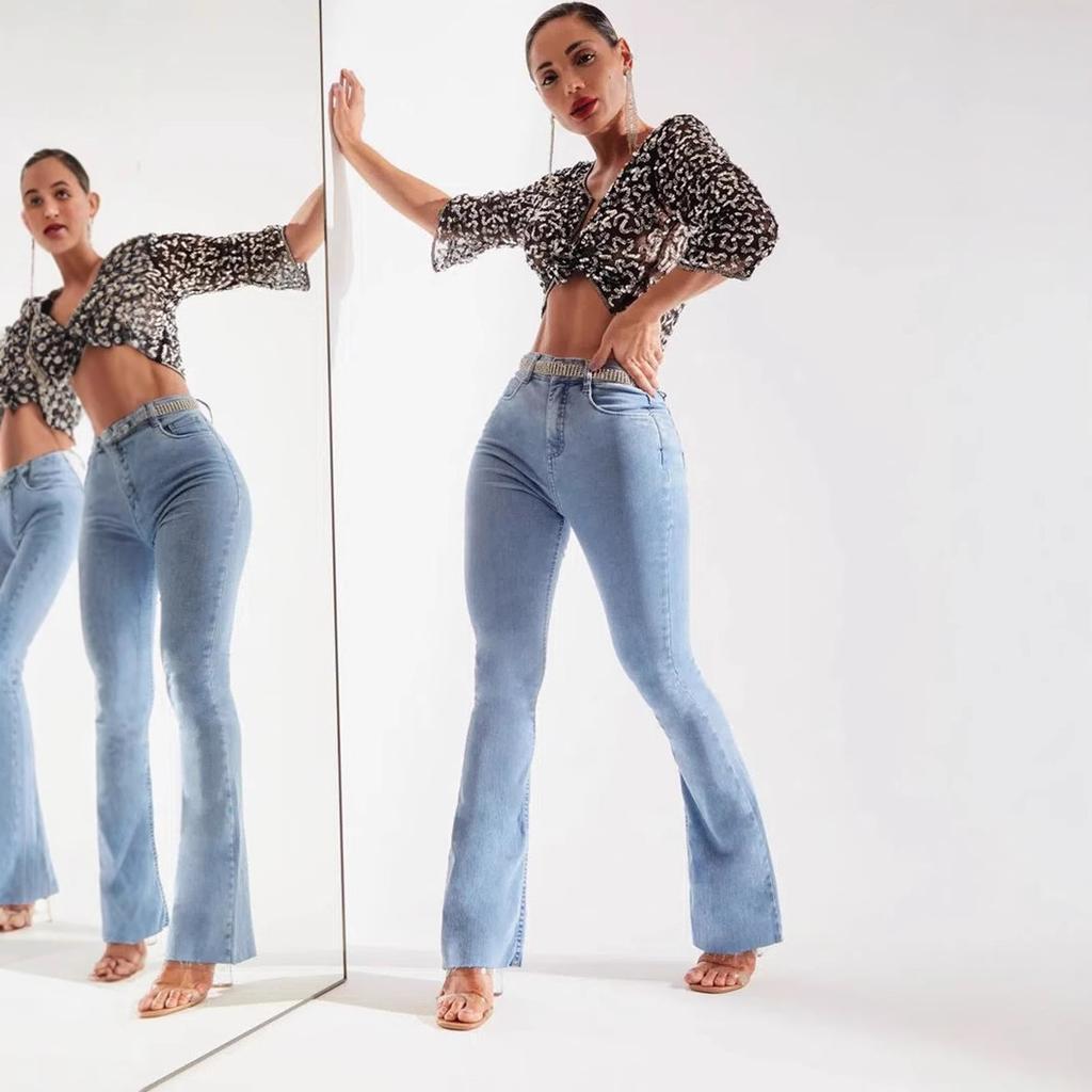 Women's Slim Stretch Fashion Light Colour Flare Jeans