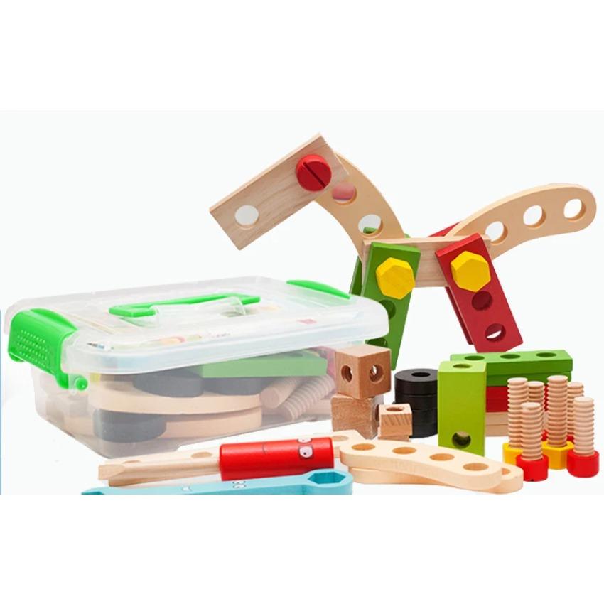 

Деревянный болт с гайкой Разборка Сборка Ящик для инструментов Игрушки Симуляция Ремонт Плотницкий инструмент Креативный DIY Набор для ролевых игр для детей
