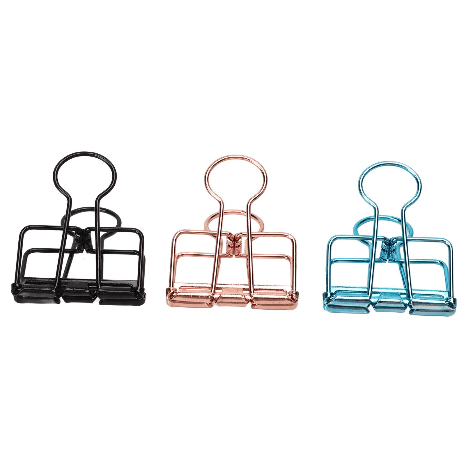 

90 шт. зажимов для папок золотистого, черного, синего цвета, сильная сила зажима, прочные металлические полые зажимы для папок для детей