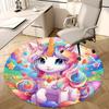 1pc Rainbow Unicorn Round Carpet Anime Design Chair Mat, Non Slip Rug for Office & Home Decor