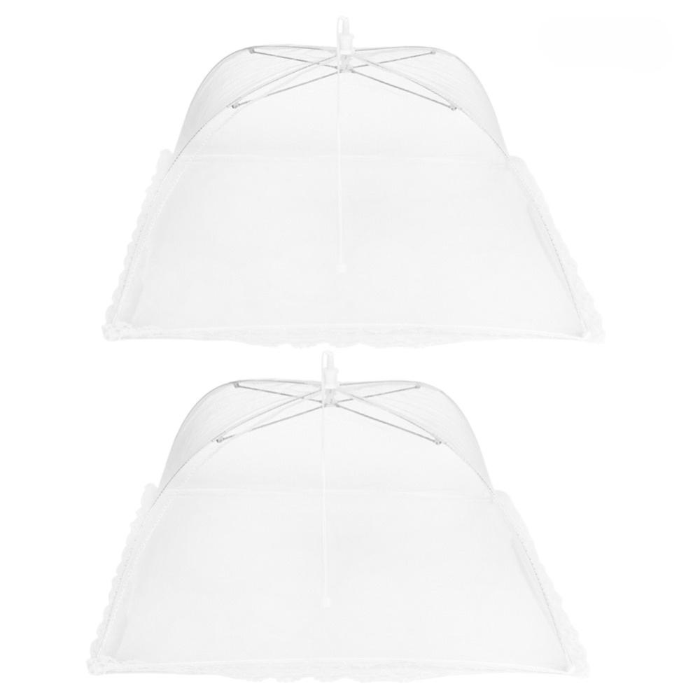 2pcs Kitchen Gadgets Foldable Food Cover Washable Mesh Easy Storage Mesh Food Cover Umbrella-Style Reusable Food Tent Picnics