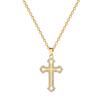 Empty Cross Set Light Luxury Temperament Gorgeous Full Diamond Necklace Female Versatile Clavicle Titanium Steel Chain