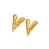 18K Gold Irregular Hammered Heart Stainless Steel Stud Earrings for Women