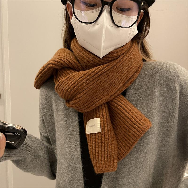 Dámská korejská verze podzimní a zimní měkká pletená šála teplá jednobarevná šála zesílená pro páry