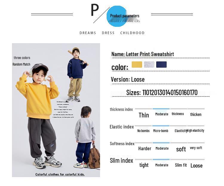 2025 Spring & Autumn Kids' Korean Fashion Sweatshirt: Boys' Long-Sleeve, Round Neck Pullover for Big Kids