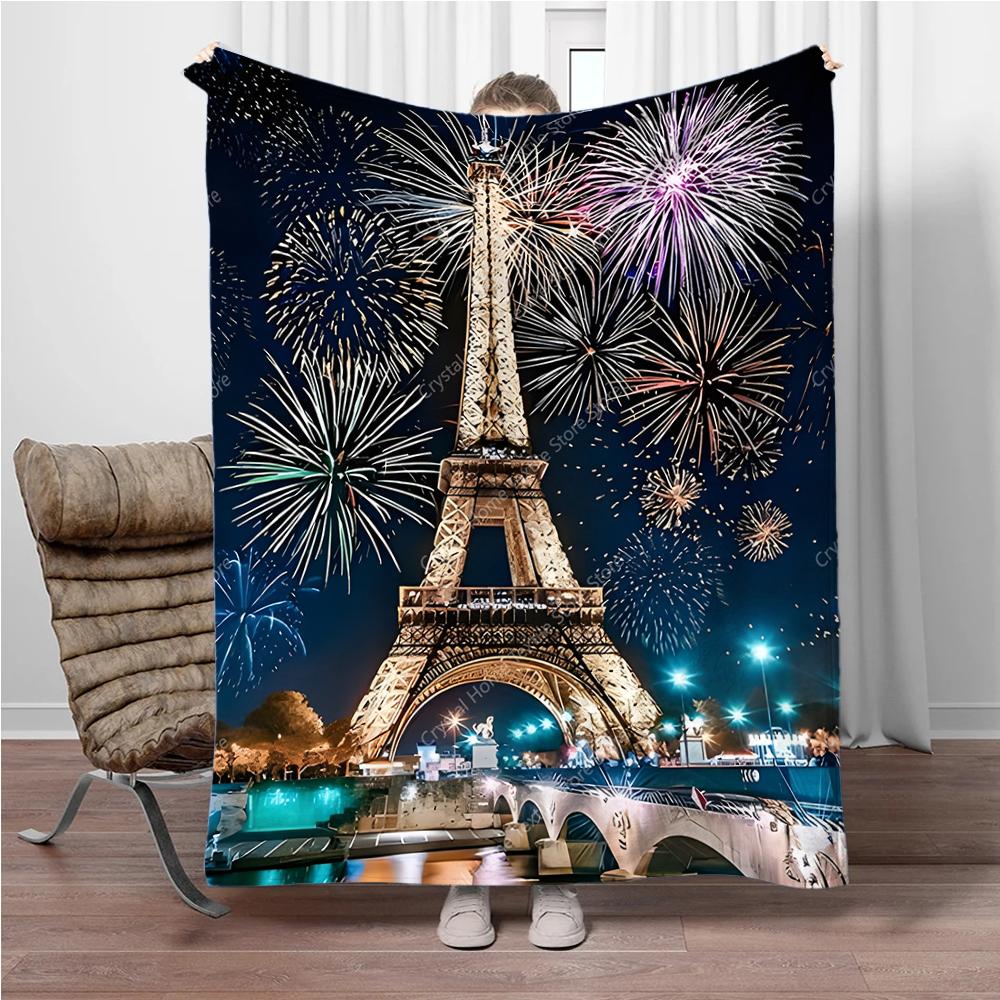 Coperte Morbide in Flanella con Motivo a Torre, Coperta Plaid Calda Coperta Comoda per Picnic Letti Divano Casa Camera da Letto Regalo per Bambini
