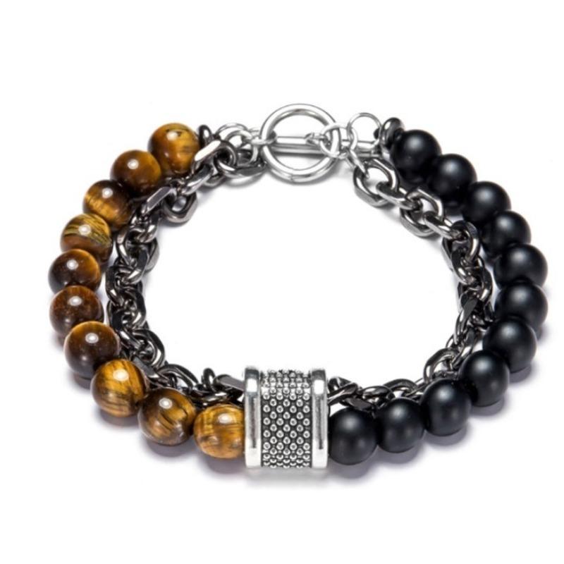 Mei Hot Sale Men's Bracelet, Beaded Chain, Double Layer Bracelet Men's Bracelet