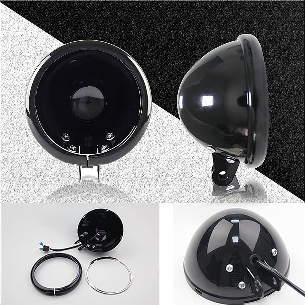 Largoods 5.75" LED Headlight Housing Bucket, 5.75" Motorcycle Headlamp Shell, Round Headlight Cover for Harley Davidson Motorcycles, Black, 1 Piece...