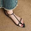New women's outerwear Roman shoes French retro flats thin strap pointed comfortable word gold sandals summer