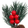 10 Pcs Artificial Pine Needles Branches with Red Berry Mini Pinecone Picks for Gift Wrapping Crafts Holiday Wreath Christmas Tree Decor