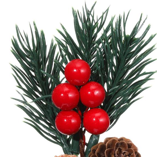 10 Pcs Artificial Pine Needles Branches with Red Berry Mini Pinecone Picks for Gift Wrapping Crafts Holiday Wreath Christmas Tree Decor