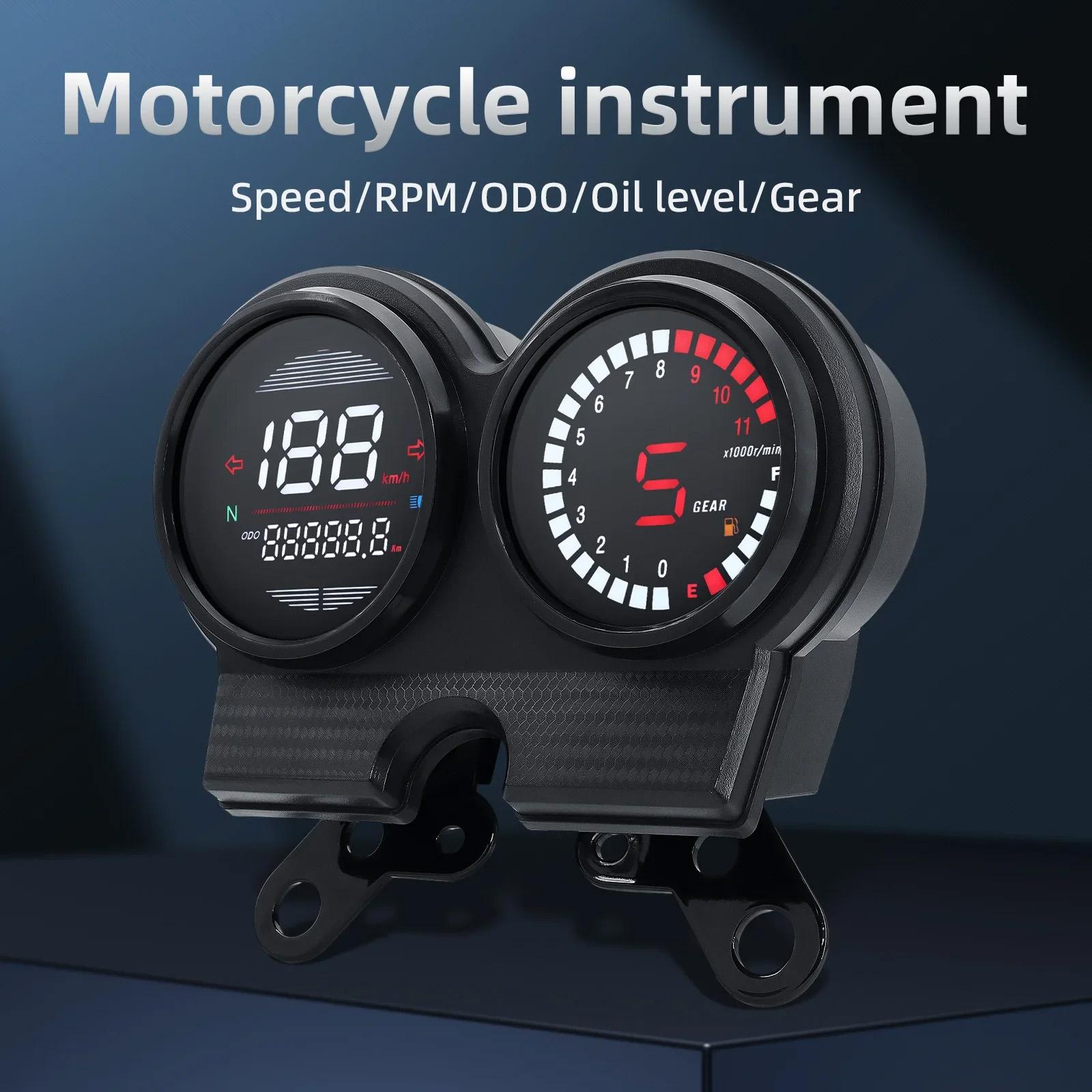

Shockproof Digital Motorcycle Speedometer Clear LCD DisplayTurn Signal Light Fuel Level Meter Waterproof 1