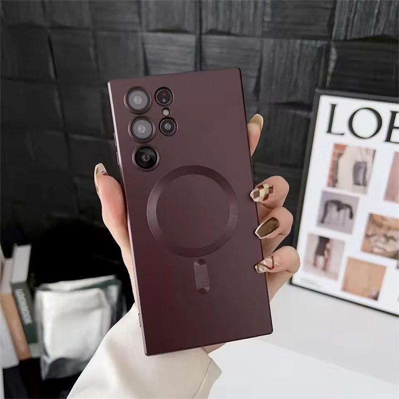 Luxury Matte Magnetic Case for Samsung S25 S24 S23 S22 Ultra S21 S20 Plus Capa for Samsung Note 20 Ultra Magsafe Phone Cover