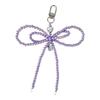 Elegant Bowknot Keychain Charm Silver Heart Pendant Woman Accessories Fashion Bag Charm Beaded Key Pendant for Key Bag