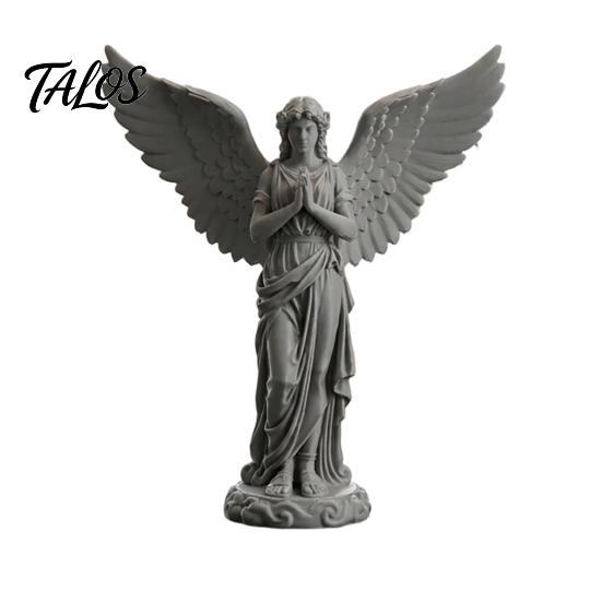 Shelf Angel Figurine 3D Printed Praying Figurine, Retro Guardian Angle Statue, Winged Women Decoration Artistic for Home Office, Housewarming