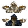Halloween Grim Reaper Candle Holder Gothic Grim Reaper Statue Resin Candlestick Desktop Decoration for Halloween Home Decor