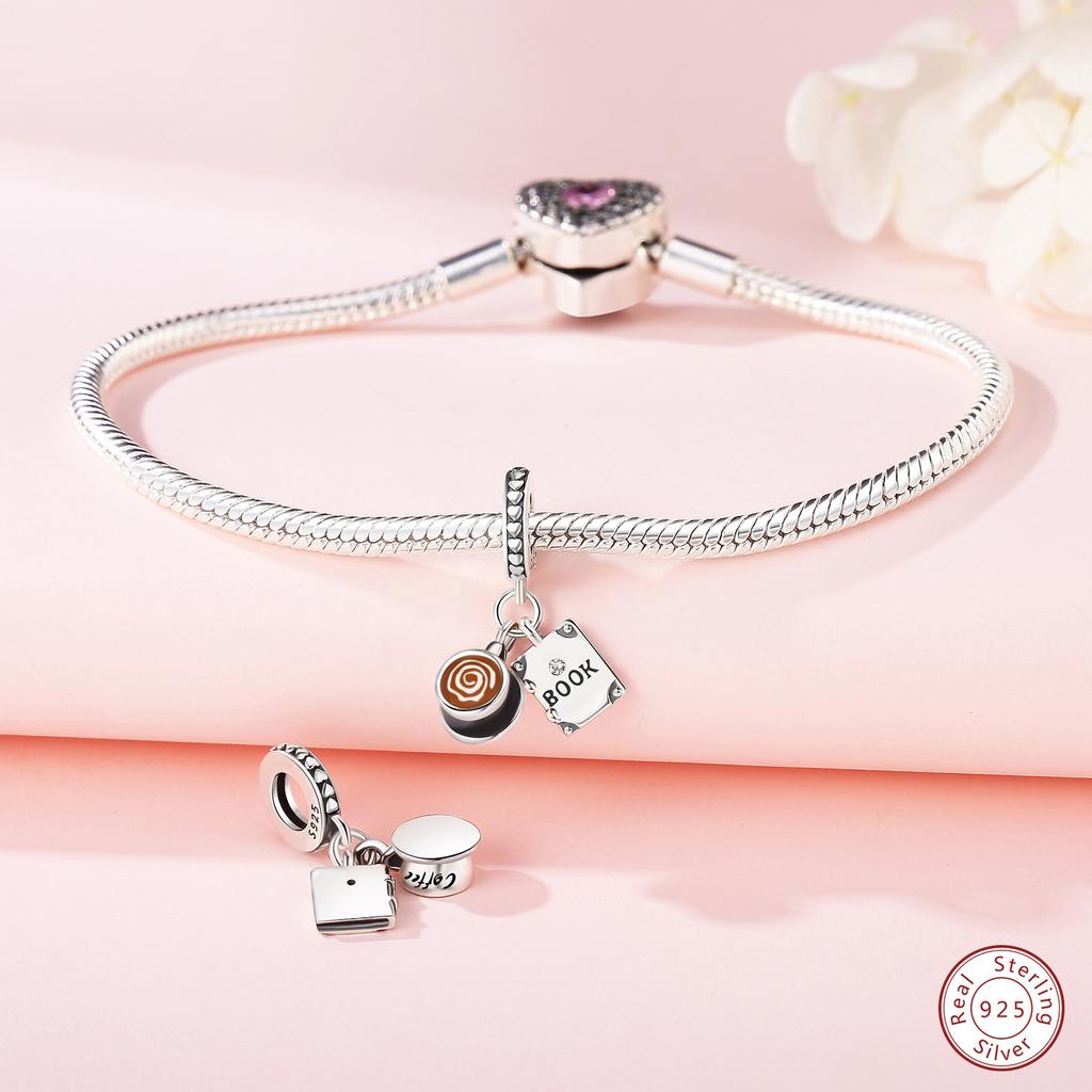 Jewelry Sterling Silver 9 Pendant Coffee Mug Book Pendant Suitable For Diy Dora Bracelet Necklace Accessories