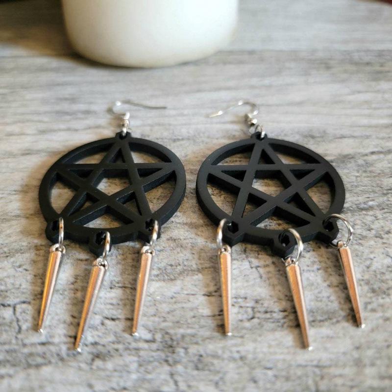 Punk Schwarze Kegel Acryl Dorn Nieten Ohrstecker