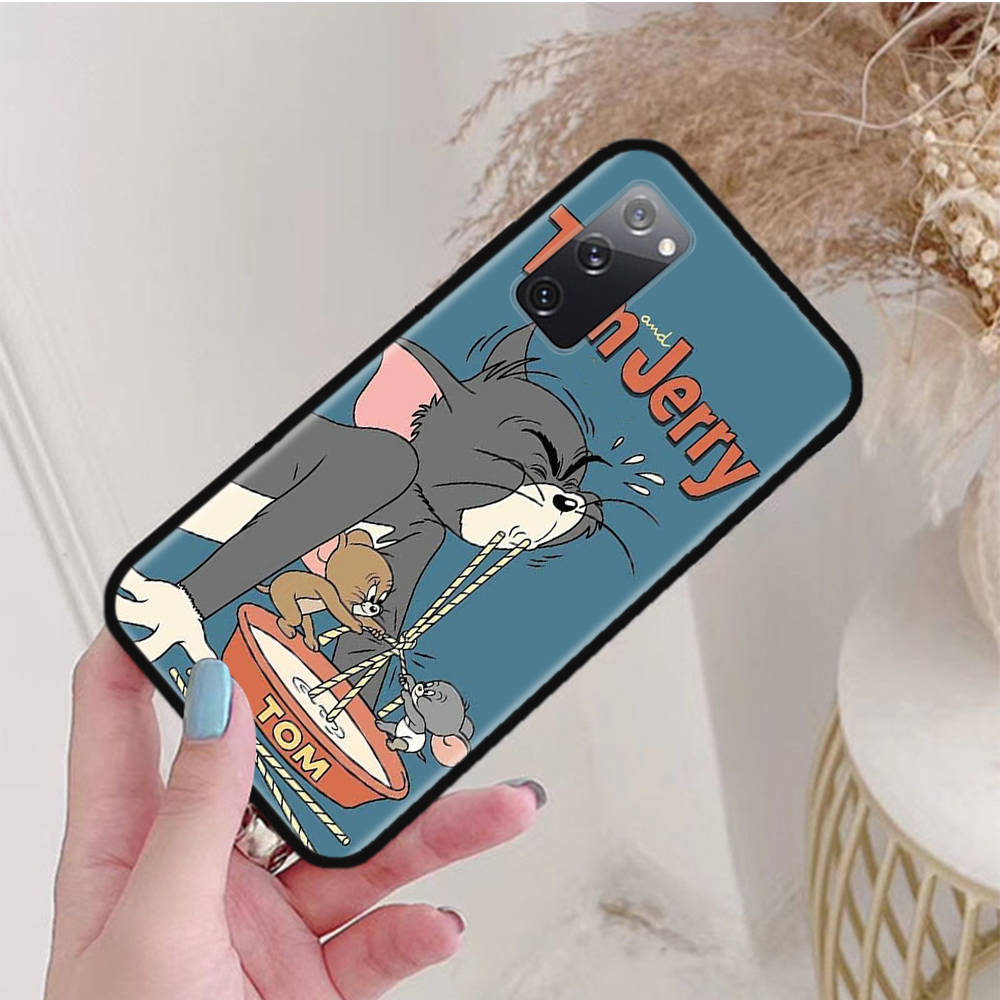 Black Case for Samsung Note 20 Lite S24 Ultra S23 A03 A05 A06 A11 A71 A15 A16 A13 A24 A25 A33 A52 A53 A50 M55 M35 Plus C-47 Tom Jerry Cat Mouse